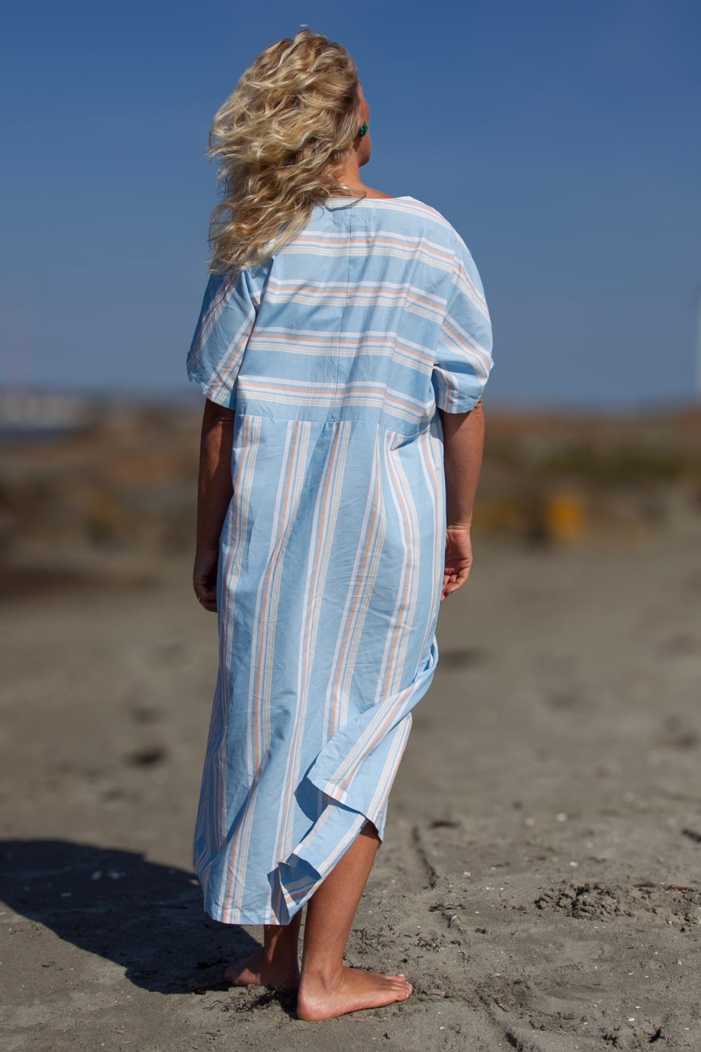 Blauwe gestreepte jurk Skutskär Blue