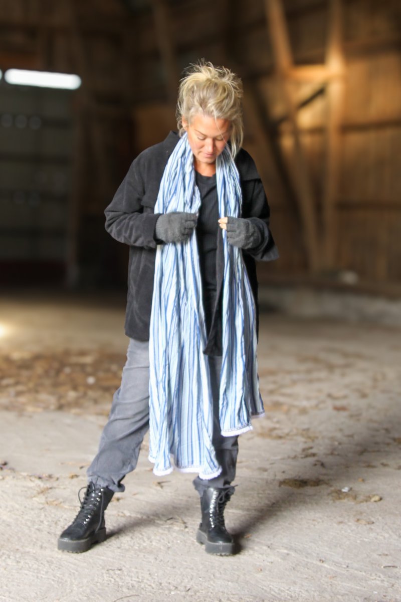 Blå Scarf Svep Stripe Blue