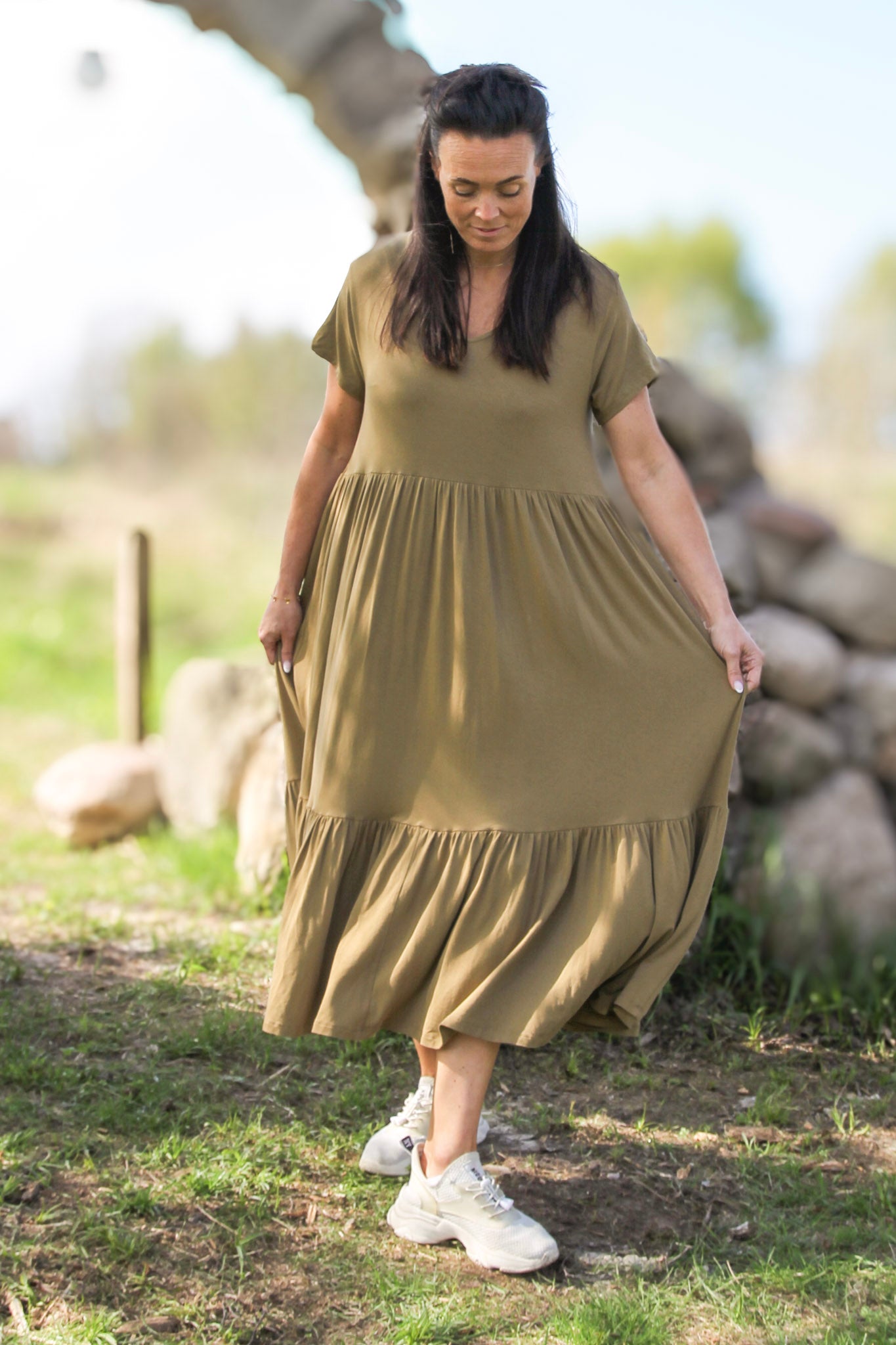 Brun/Beige Draperad Klänning Amelie Brown/Beige