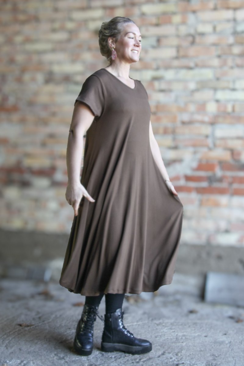 Brun Klänning Ballerina V-Neck Castagno