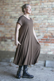 Brun Klänning Ballerina V-Neck Castagno