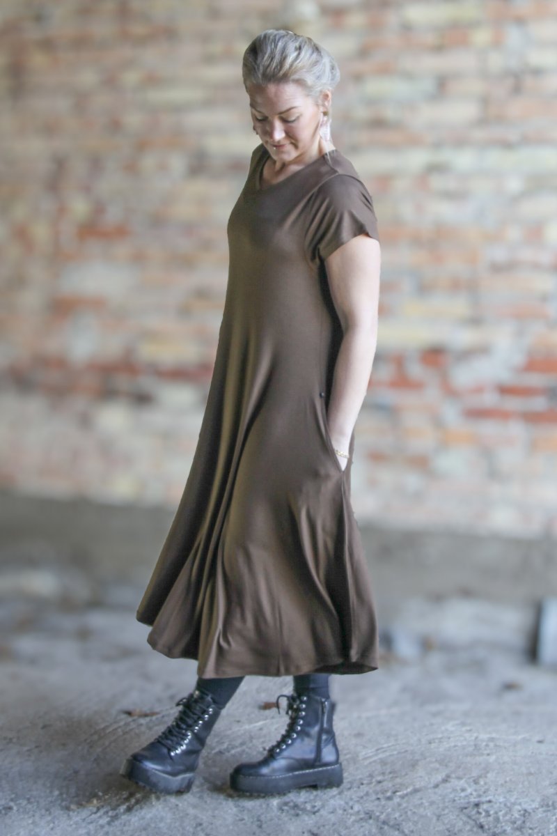 Brun Klänning Ballerina V-Neck Castagno