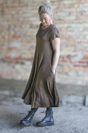 Brun Klänning Ballerina V-Neck Castagno