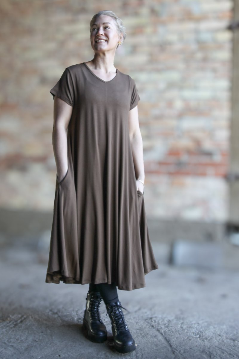 Brun Klänning Ballerina V-Neck Castagno