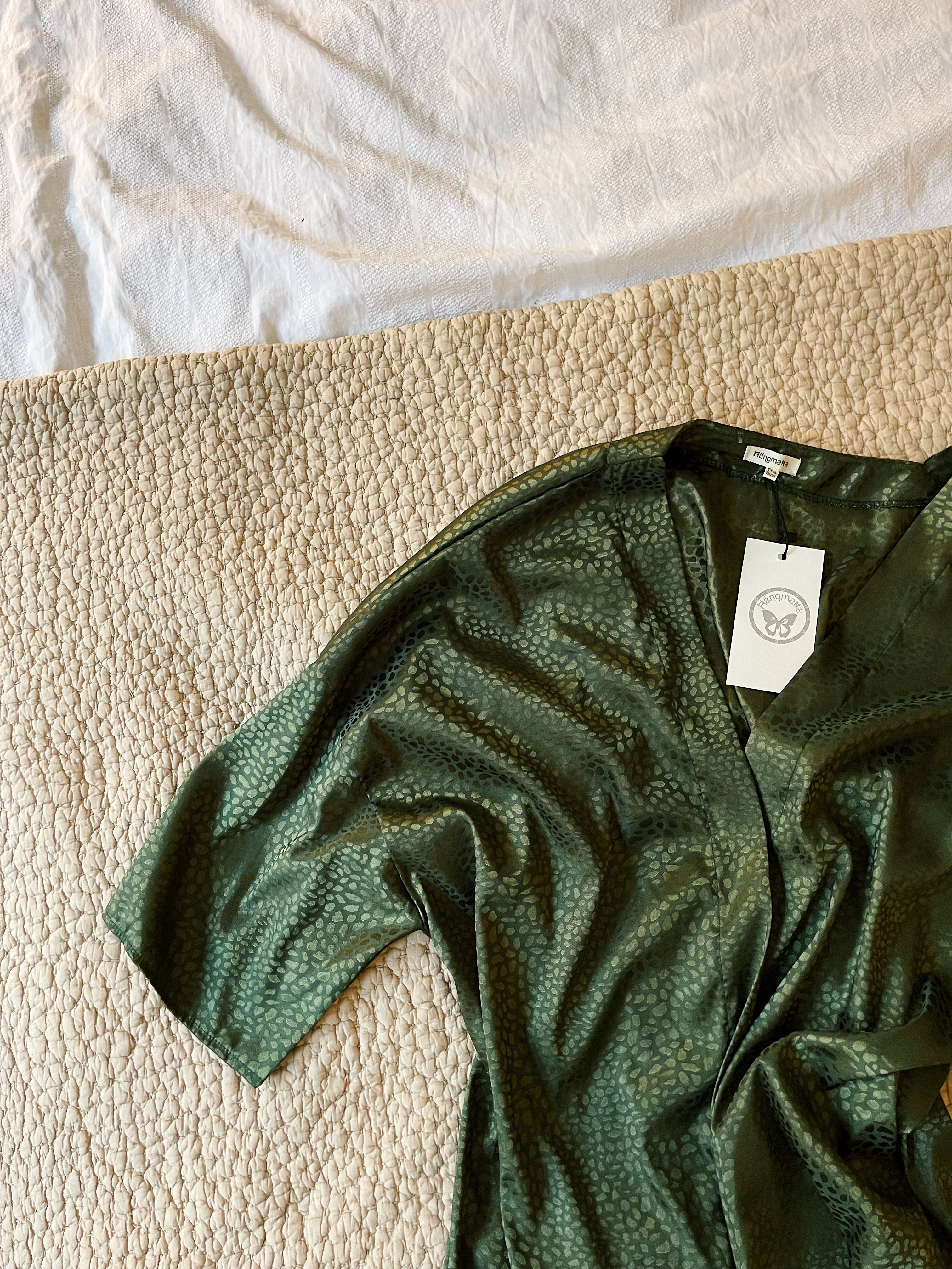 Mörkgrön Mönstrad Kimono Tylösand Dark Green