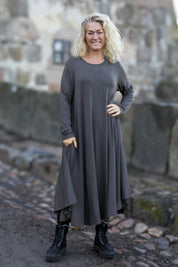 Grå kjole Ballerina langærmet mørkegrå