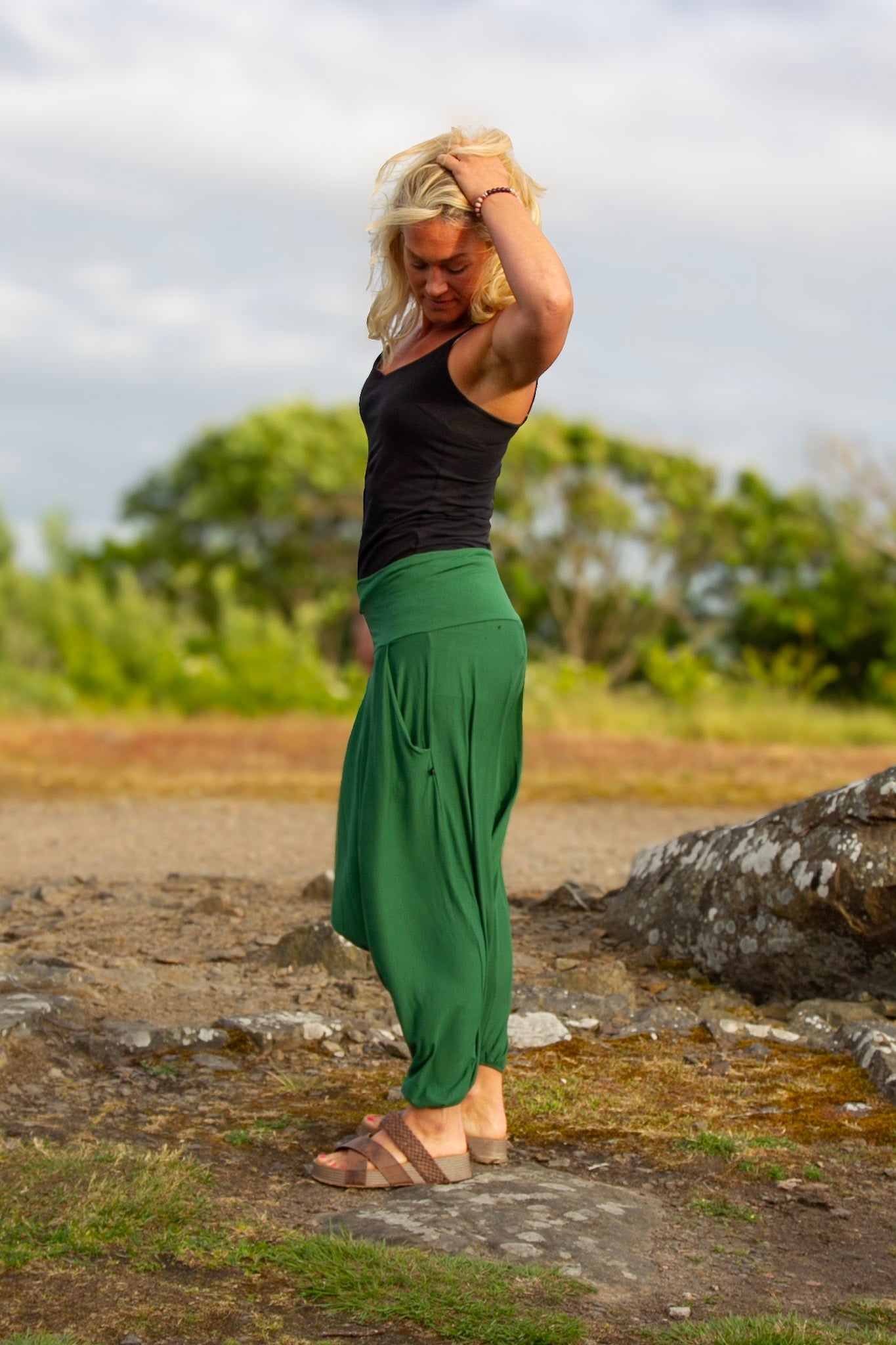 Grön Haremsbyxa Yoga Basic Original Warm Green