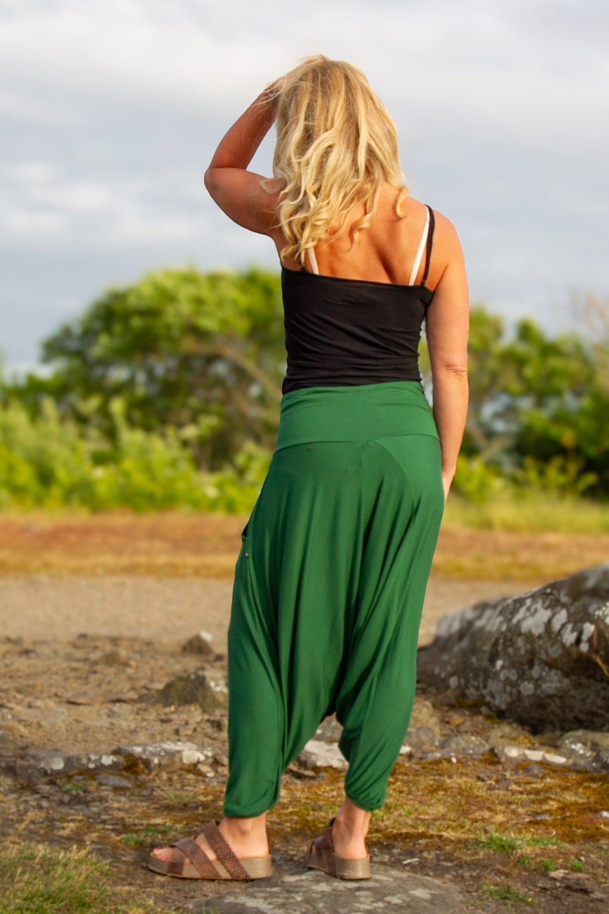 Grön Haremsbyxa Yoga Basic Original Warm Green