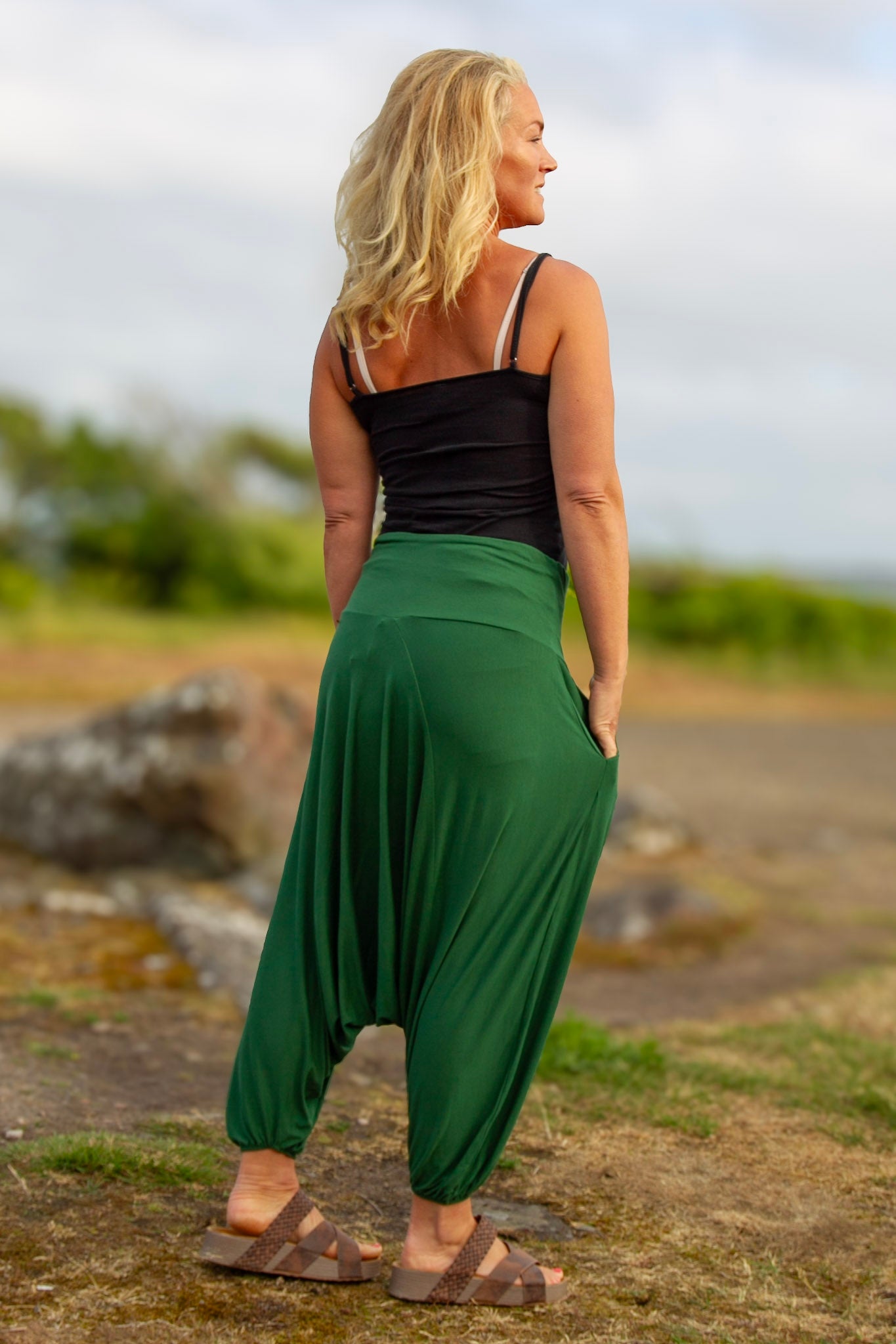 Grön Haremsbyxa Yoga Basic Original Warm Green