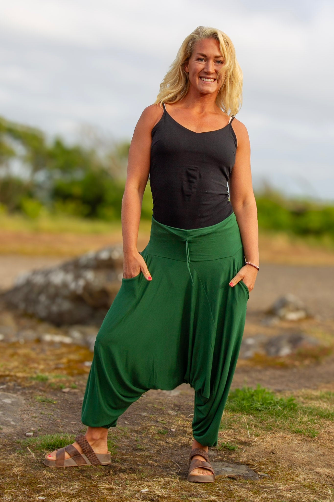 Grön Haremsbyxa Yoga Basic Original Warm Green