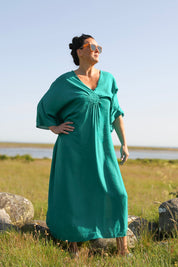 Grön Kaftan Klänning Aylin Lenolium