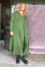 Grön Klänning Ballerina Longsleeve Warm Green