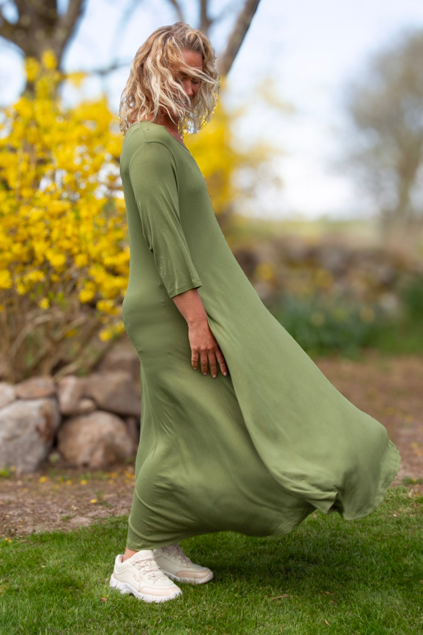 Grön Klänning Ballerina V-Neck Long Green