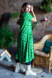 Groene patroonjurk Medano Winter Print Groene basis