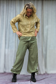 Green Wrap Pants Breath Linen Green