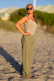 Grüne Wickelhose Breath Linen Grün