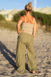Grüne Wickelhose Breath Linen Grün