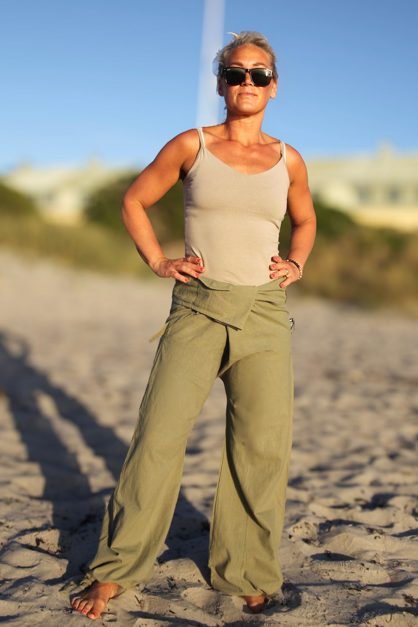 Grüne Wickelhose Breath Linen Grün
