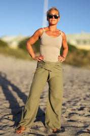 Grüne Wickelhose Breath Linen Grün