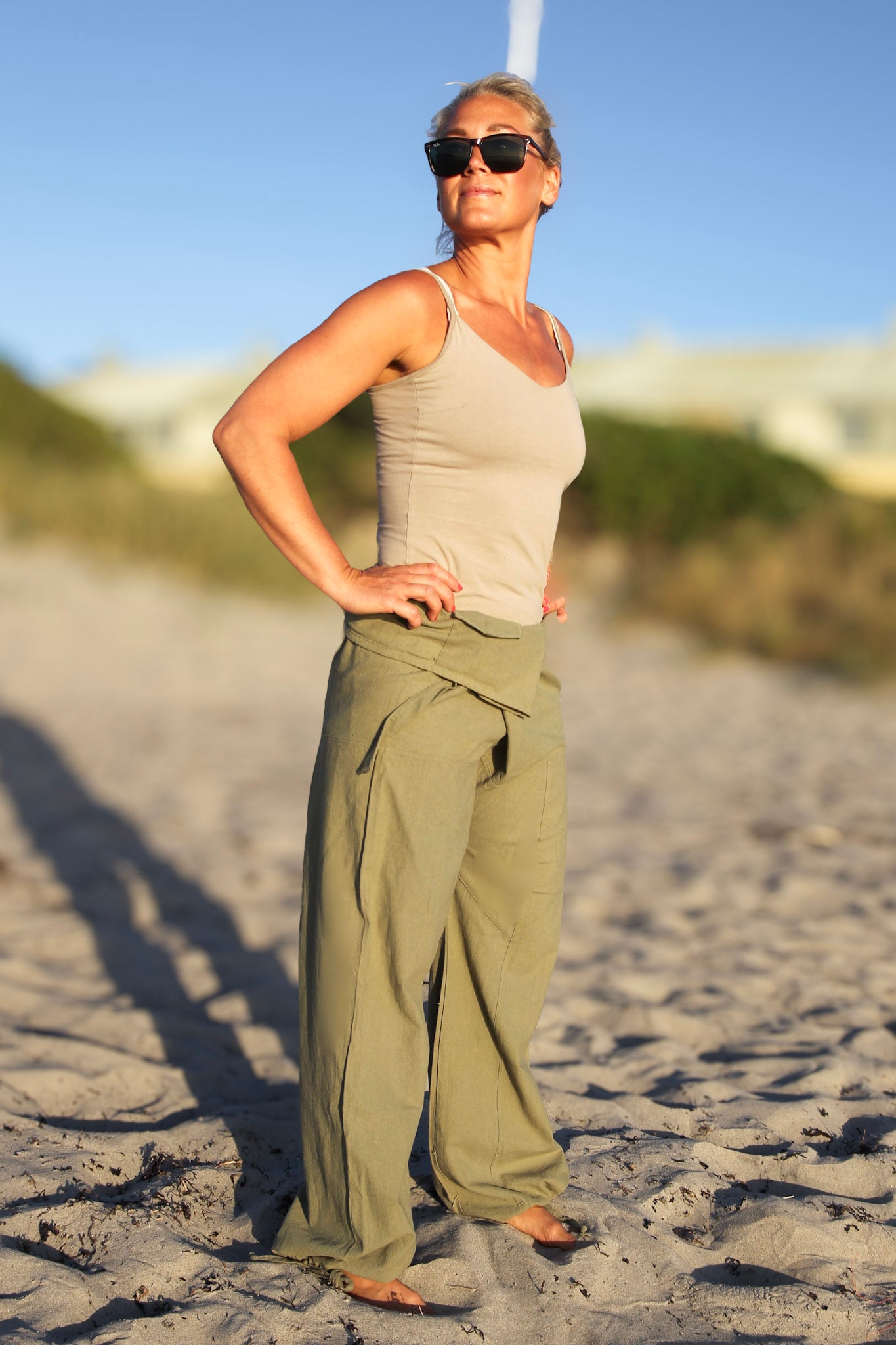 Grüne Wickelhose Breath Linen Grün