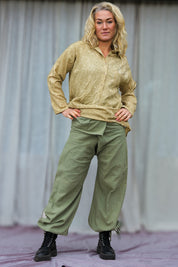 Green Wrap Pants Breath Linen Green