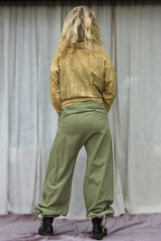 Green Wrap Pants Breath Linen Green