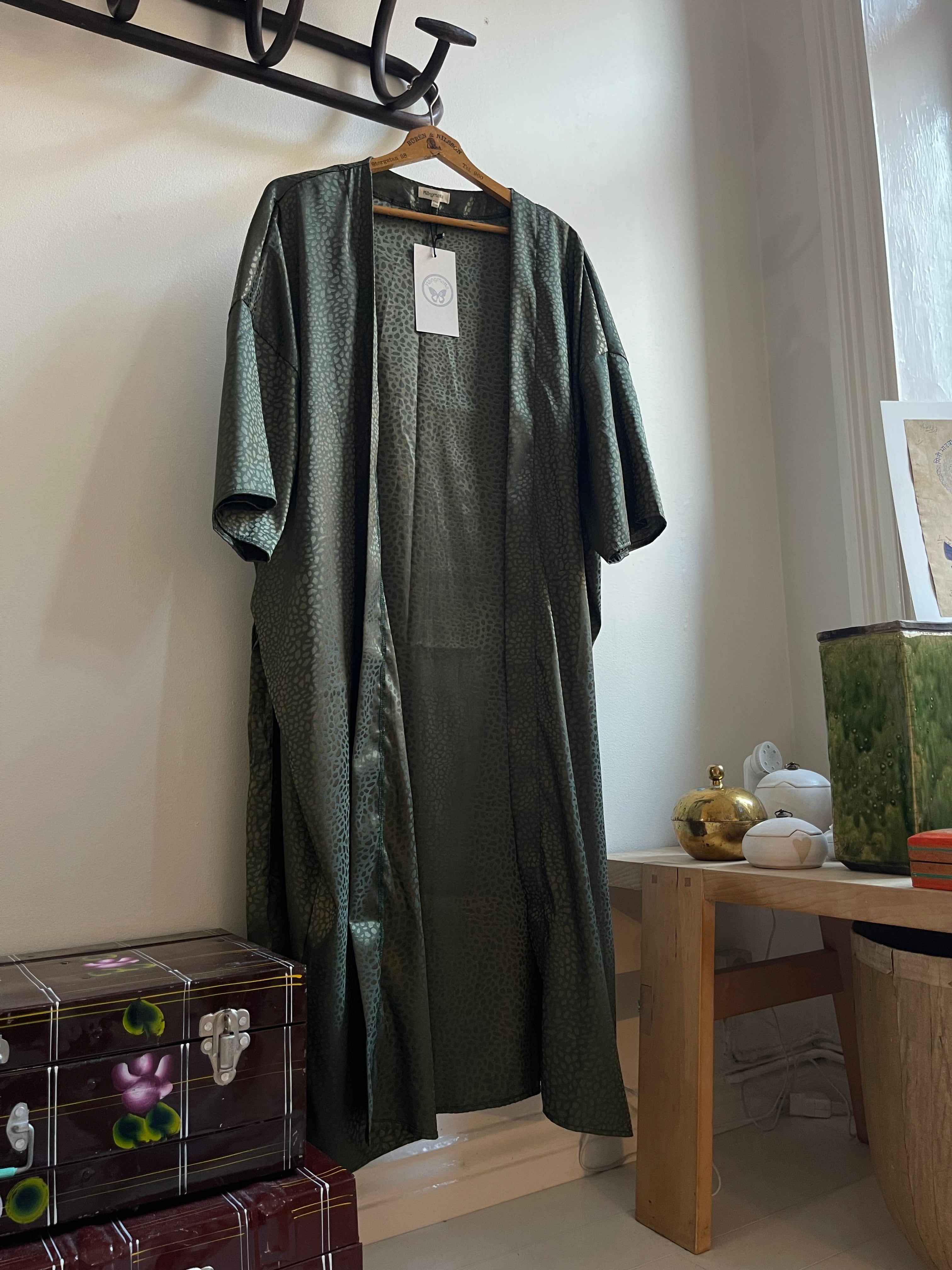 Mörkgrön Mönstrad Kimono Tylösand Dark Green