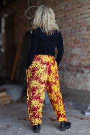 Lila/Gul Bladmönstrad Byxa Flower Sea Purple Yellow