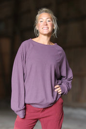 Lila Ribbad Tröja Soft Purple Grey