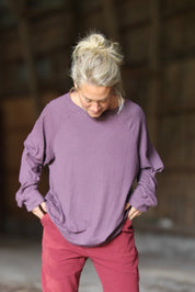 Lila Ribbad Tröja Soft Purple Grey