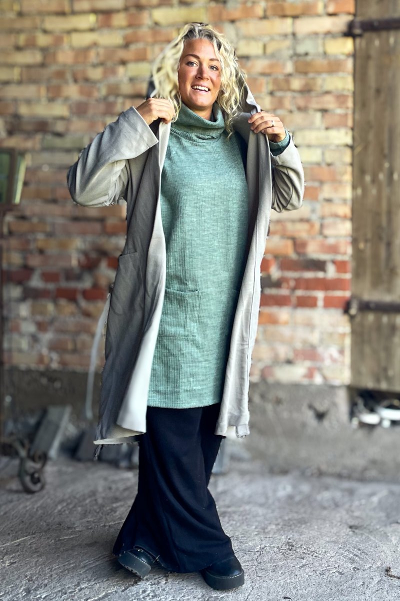 Ljusgrå Cardigan Danhon Hoodie Vintage Kaki