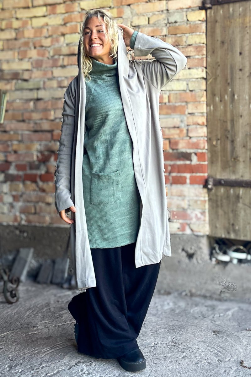 Ljusgrå Cardigan Danhon Hoodie Vintage Kaki