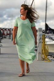 Grünes Kleid Martha Ribbed Aqua Green