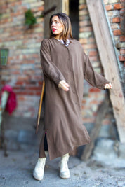 Mörkbrun Klänning Sahara Longsleeve Dark Brown