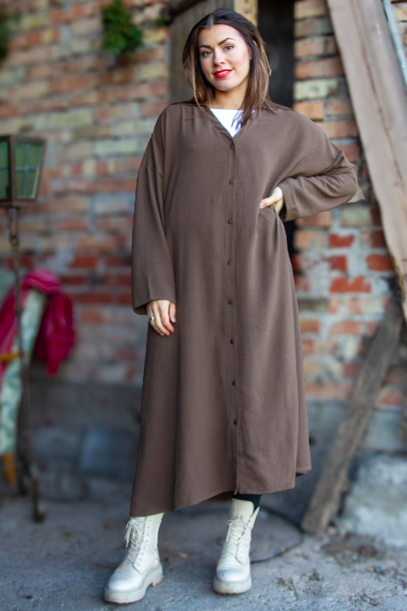 Mörkbrun Klänning Sahara Longsleeve Dark Brown