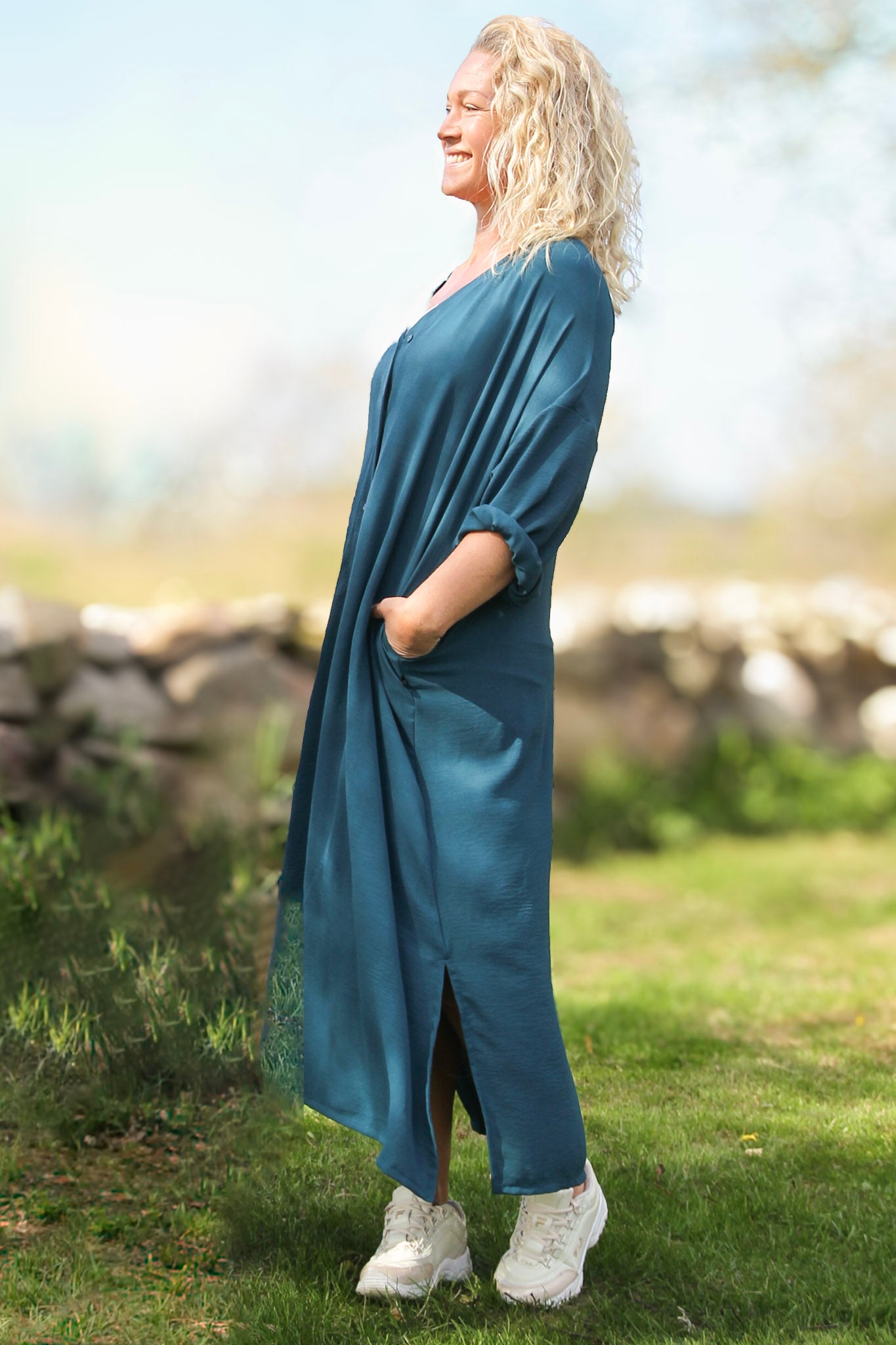 Mörkgrön Klänning Sahara Longsleeve Dark Green
