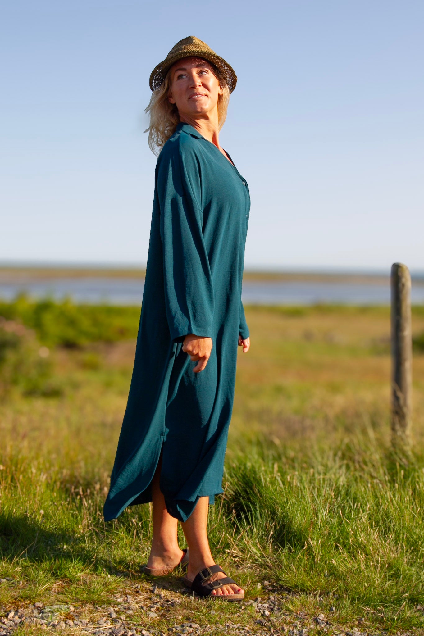 Dunkelgrünes Kleid Sahara Longsleeve Dunkelgrün