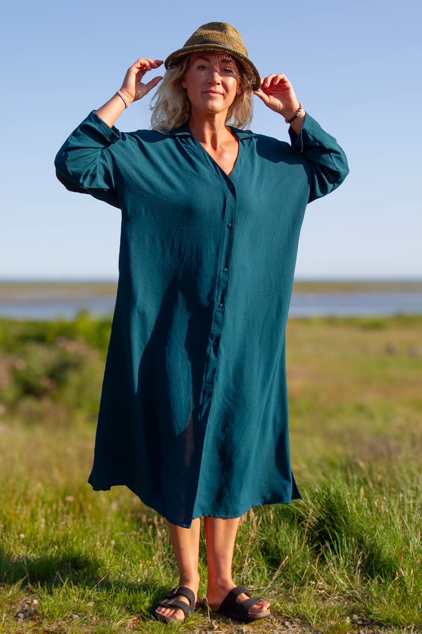Mörkgrön Klänning Sahara Longsleeve Dark Green Recycled-Material