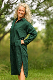 Dunkelgrünes Hemdblusenkleid Dhaliz Dunkelgrün