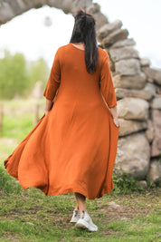 Orange Klänning Ballerina V-Neck Long Orange