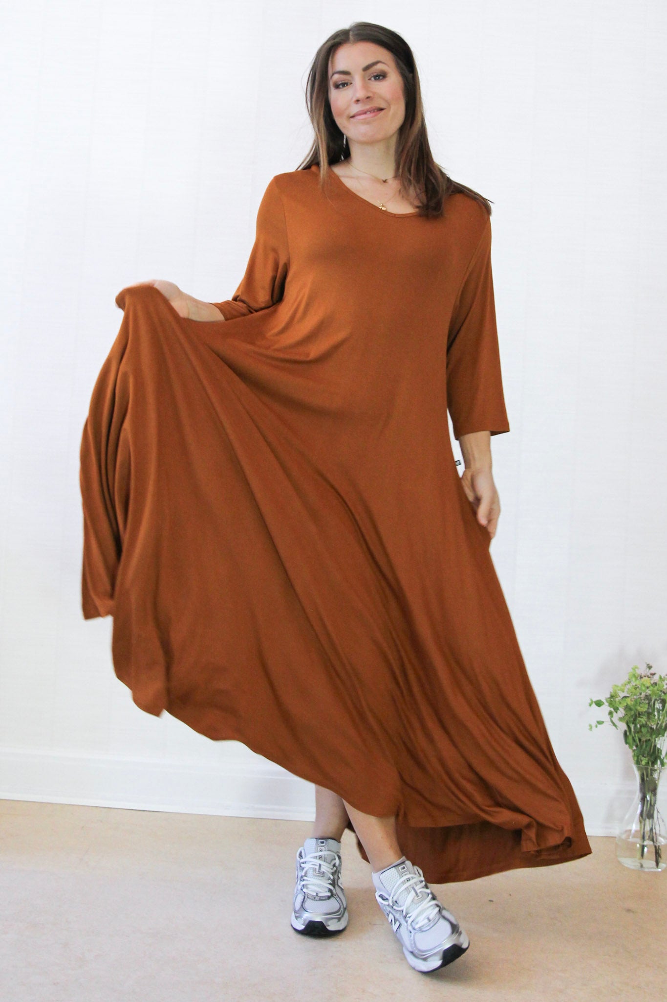 Orange Klänning Ballerina V-Neck Long Orange