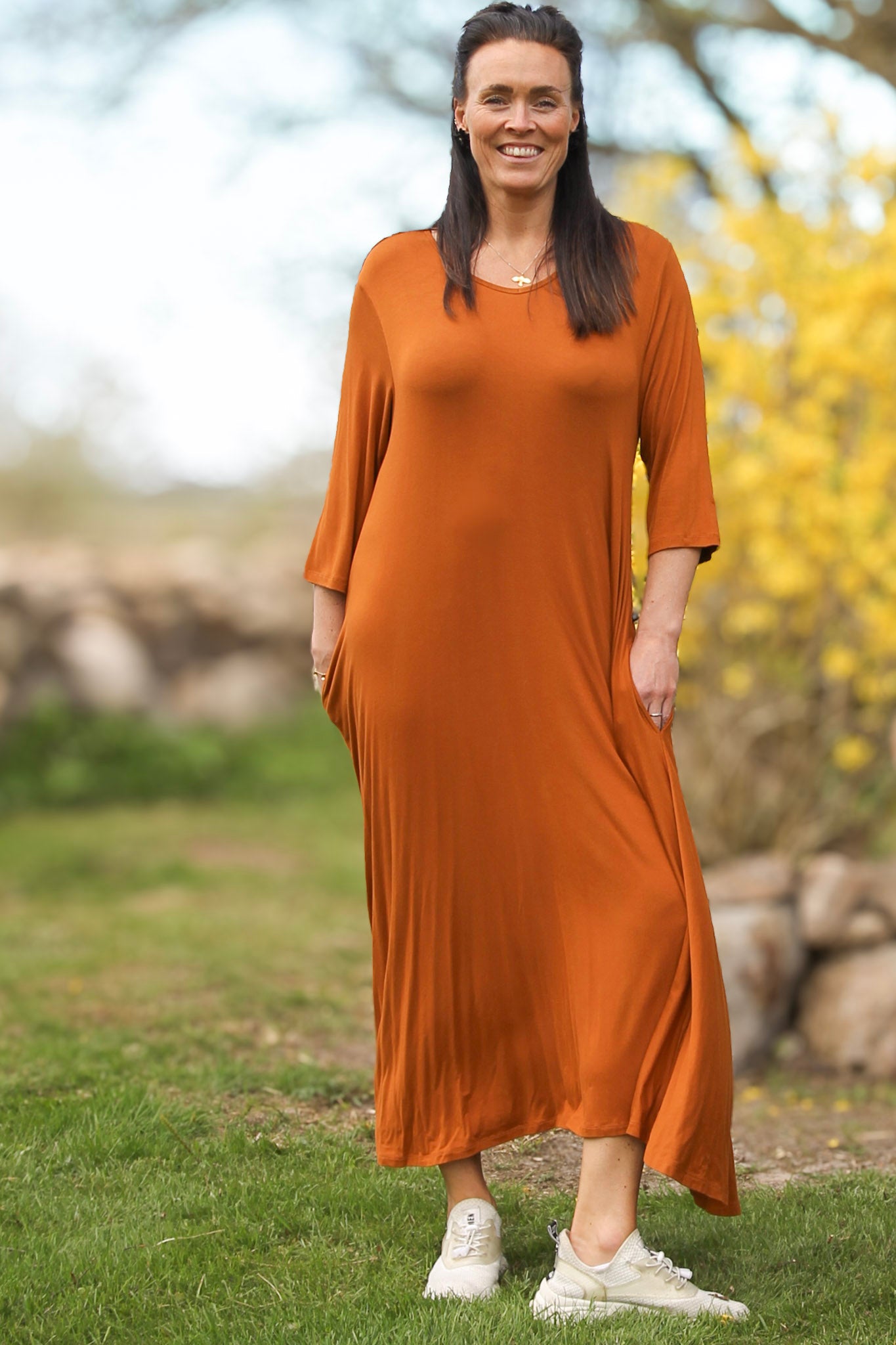 Orange Klänning Ballerina V-Neck Long Orange