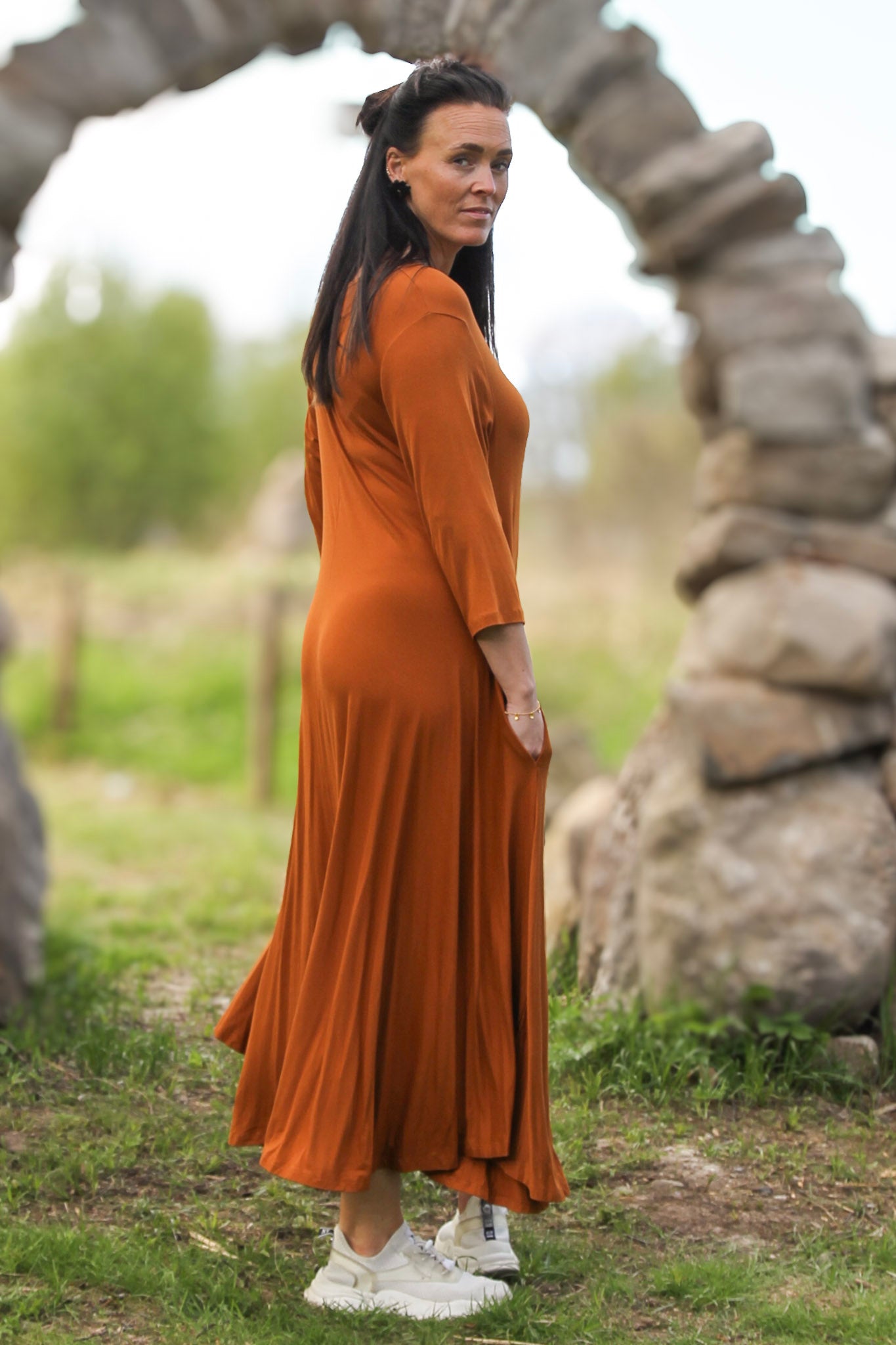 Orange Klänning Ballerina V-Neck Long Orange
