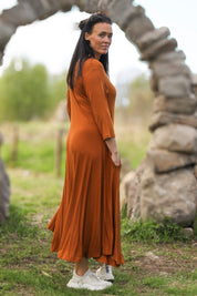 Orange Klänning Ballerina V-Neck Long Orange