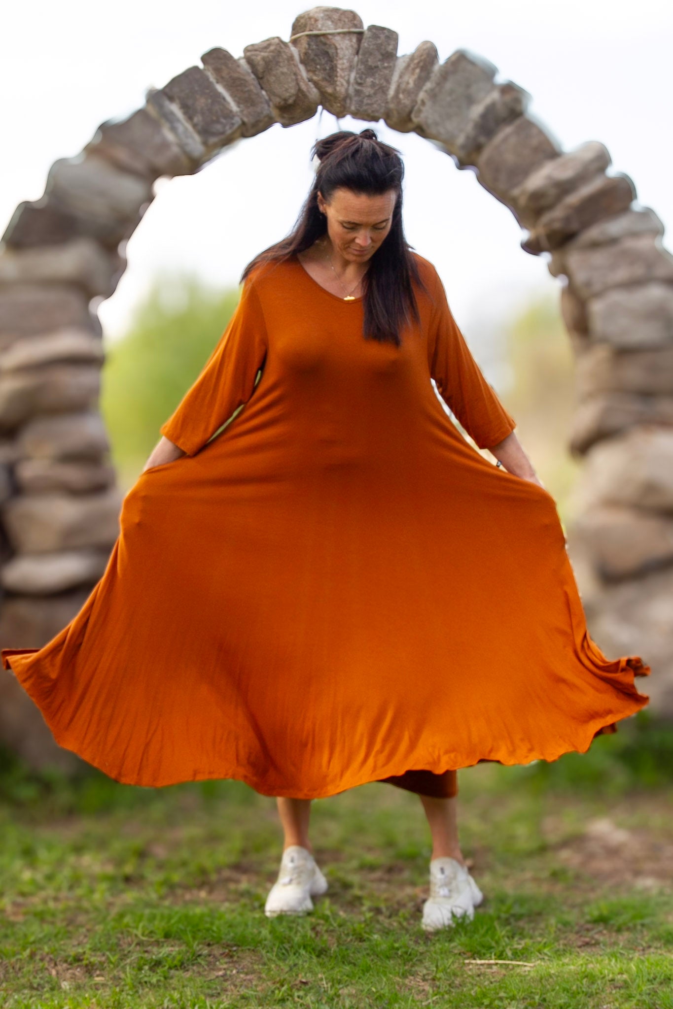Orange Klänning Ballerina V-Neck Long Orange