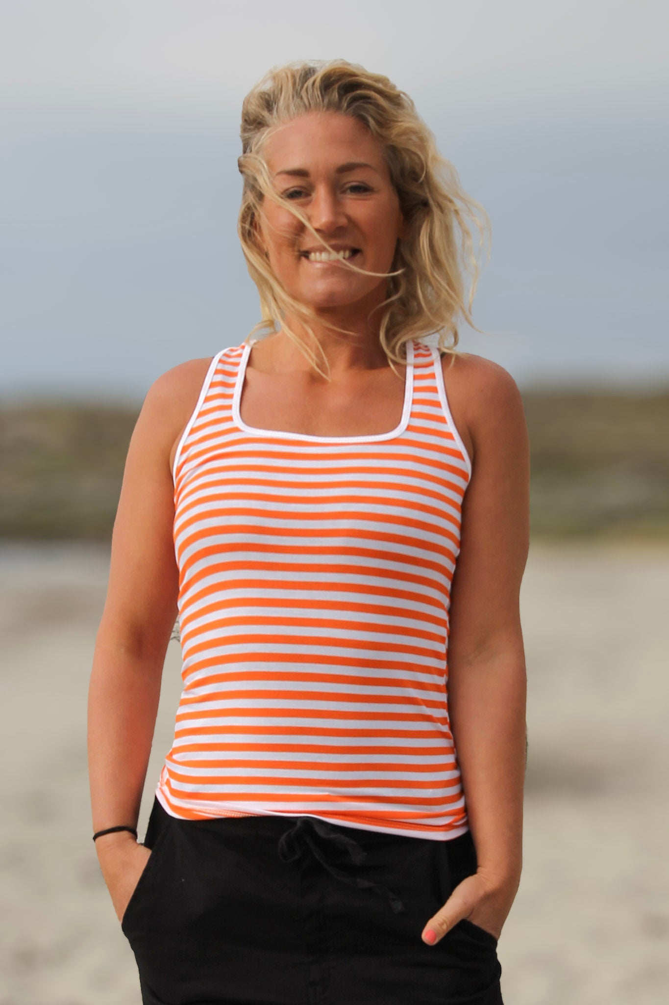 Orange/Vitt Linne Sara Orange/White