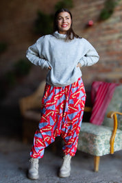 Röd Haremsbyxa Yoggi Christmas Red Base