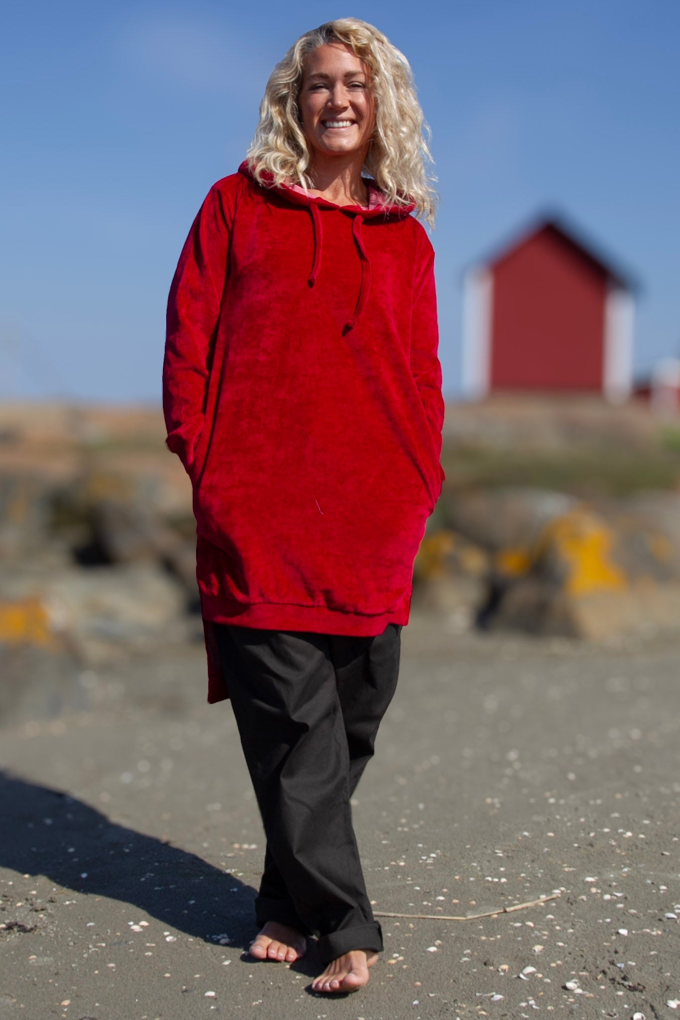 Röd Hoodie Klänning Scarlet Smile Red