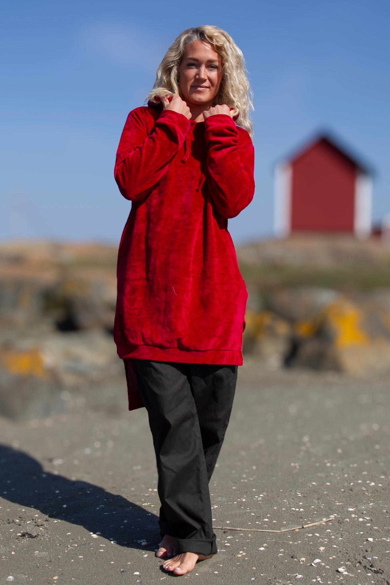 Röd Hoodie Klänning Scarlet Smile Red