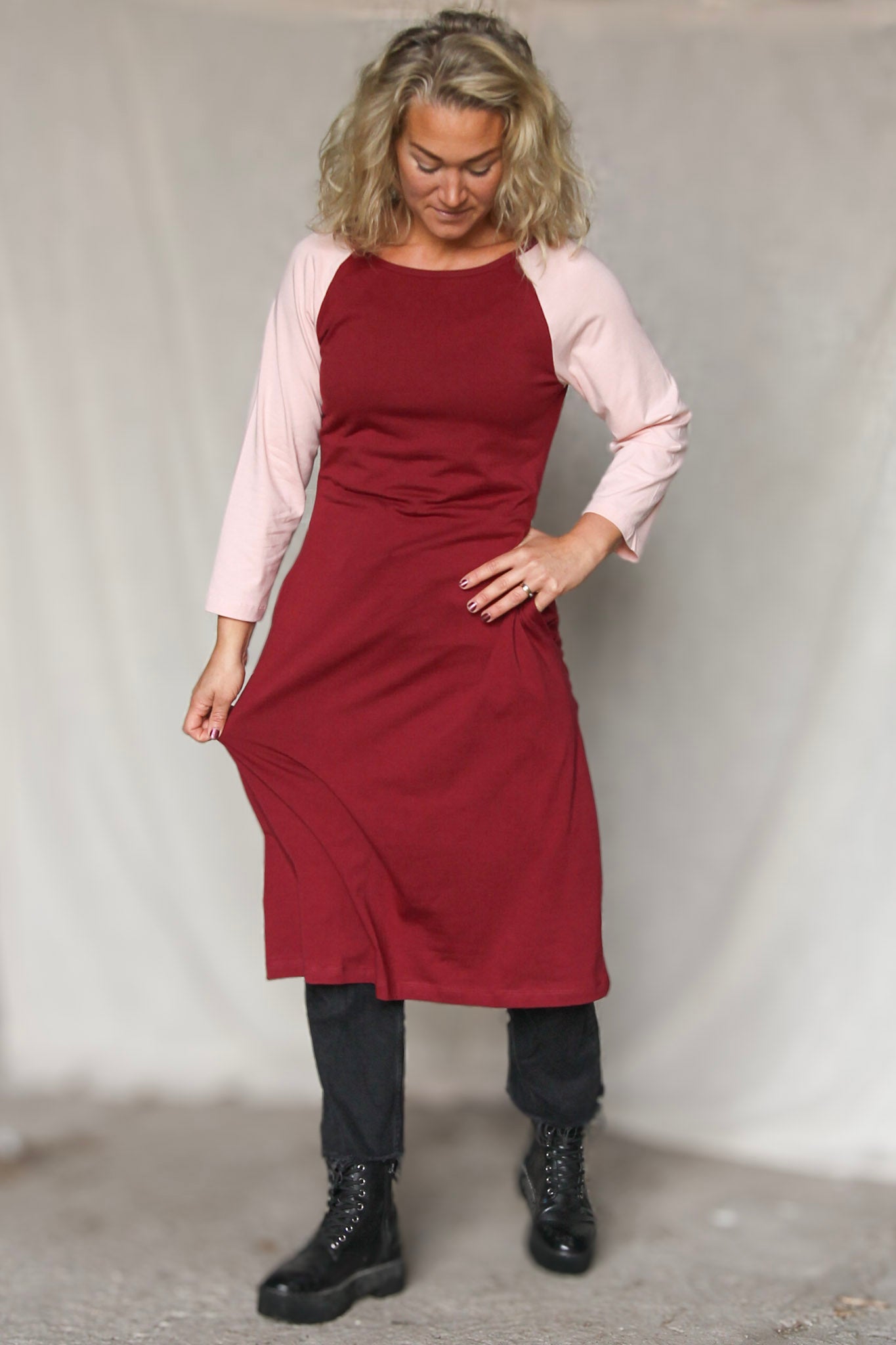 Röd/Rosa Klänning Juniskär Bordeaux/Pink